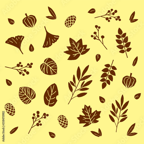 Autumn dead leaves illustration/vector material or pattern material 秋の枯葉イラスト・ベクター素材またはパターン素材