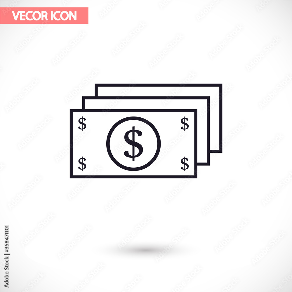 Dollar  vector icon , lorem ipsum Flat design