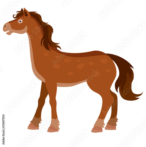 brown horse from the farm  flat  isolated object on a white background  vector illustration 