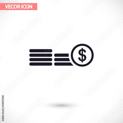 Coins vector icon , lorem ipsum Flat design