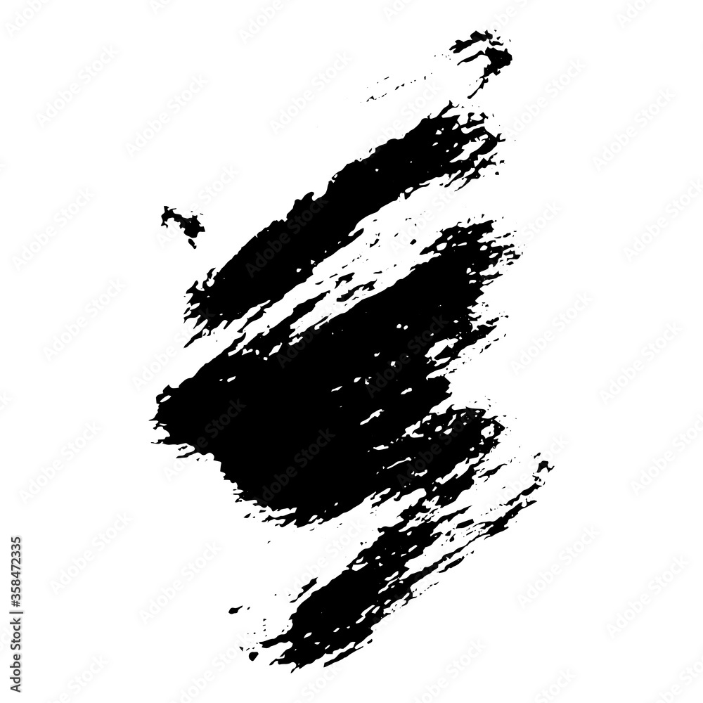 Ink black blot Abstract stain. Isolate on a white background