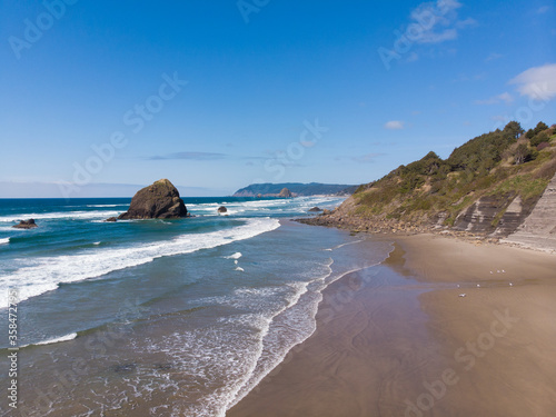 Rocks and sand, Sea or ocean with waves, aerial view, summer vacation, time to relax