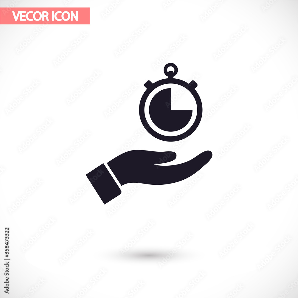 Stopwatch in hand icon , lorem ipsum Flat design
