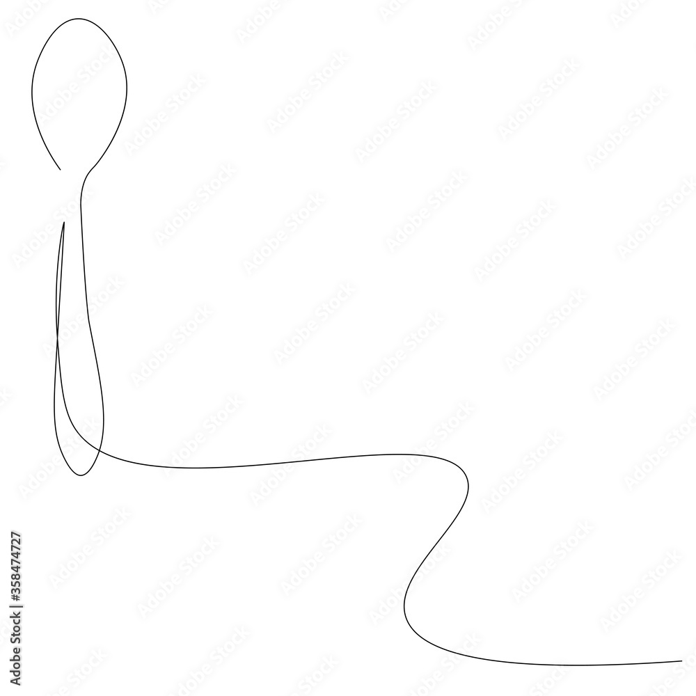 Spoon one line drawing, vector illustration
