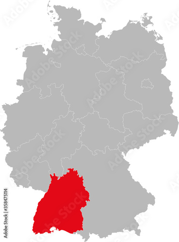 Baden-Württemberg state isolated on Germany map. Business concepts and backgrounds.