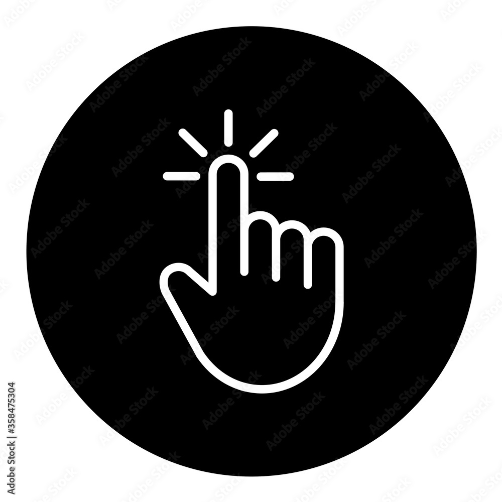 Obraz premium Cursor hand line vector icon desktop pointer on black background.