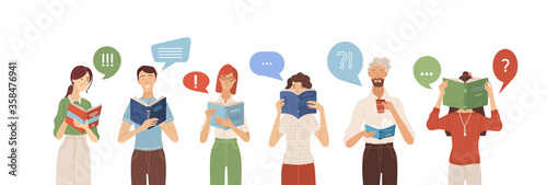 Group of people reading books