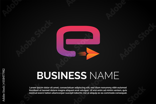 Logo Template Monogram E Letter for Freight Company