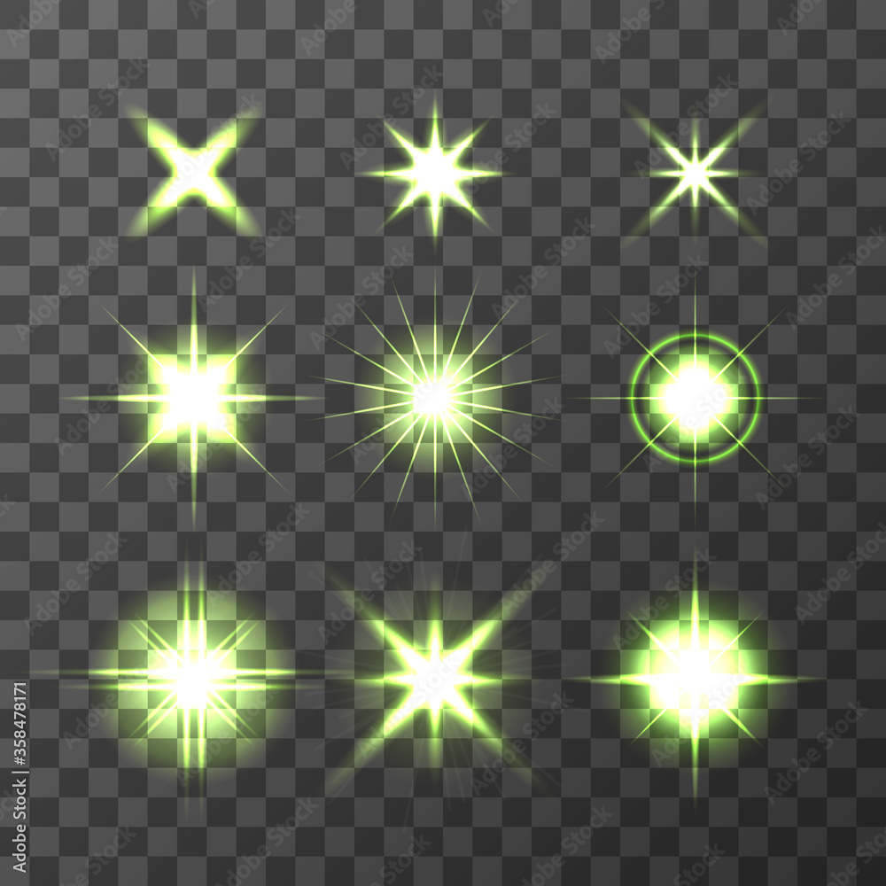 Light Glow Flare Stars Effect Set vector stock illustration Light Glow Flare Stars Effect Set vector stock illustration
