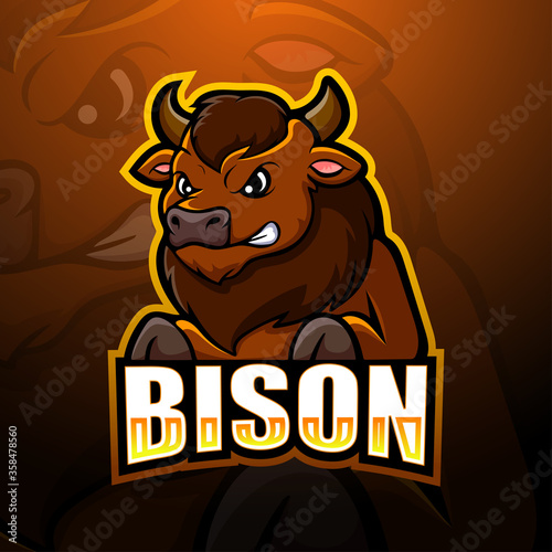 Bison mascot esport logo design