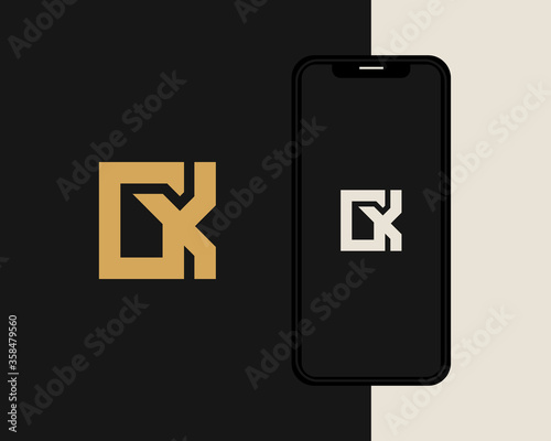 Letter G K logo design. creative minimal monochrome monogram symbol. Universal elegant vector emblem. Premium business logotype. Graphic alphabet symbol for corporate identity
