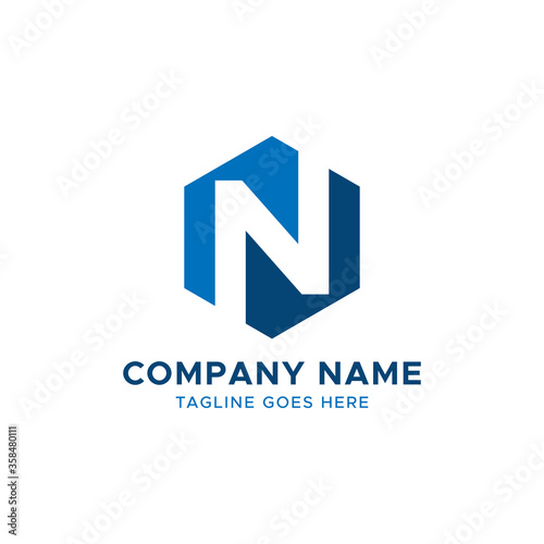 Initial N letter logo design template