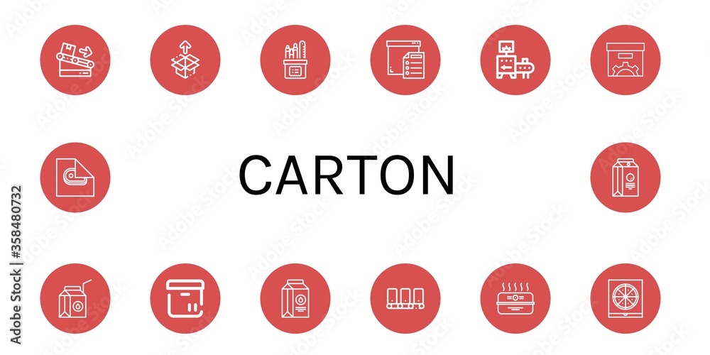 carton icon set carton icon set