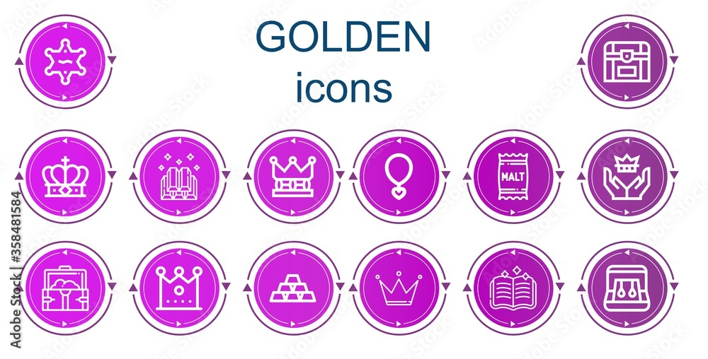 Editable 14 golden icons for web and mobile Editable 14 golden icons for web and mobile