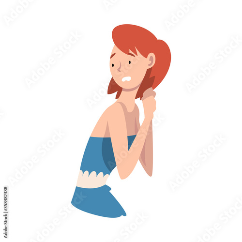 Young Woman Standing Not Knowing What to Do Vector Illustration