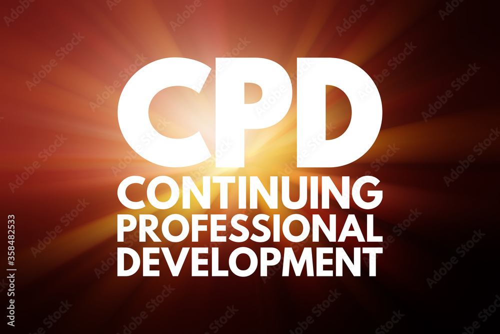 Obraz premium CPD - Continuing Professional Development acronym, business concept background