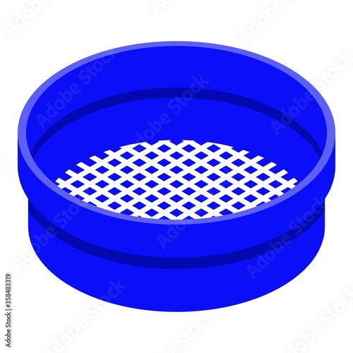 Blue sieve icon. Isometric of blue sieve vector icon for web design isolated on white background