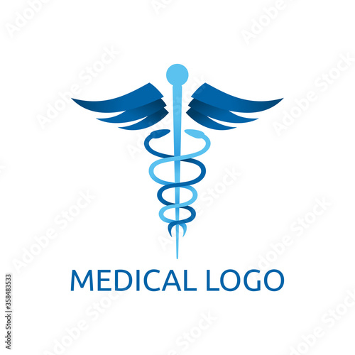 Caduceus - medical center, pharmacy, hospital with popular symbol of medicine - vector logo template