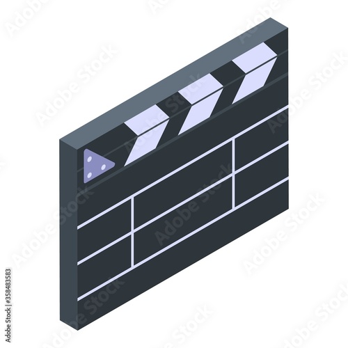 Video clapper icon. Isometric of video clapper vector icon for web design isolated on white background