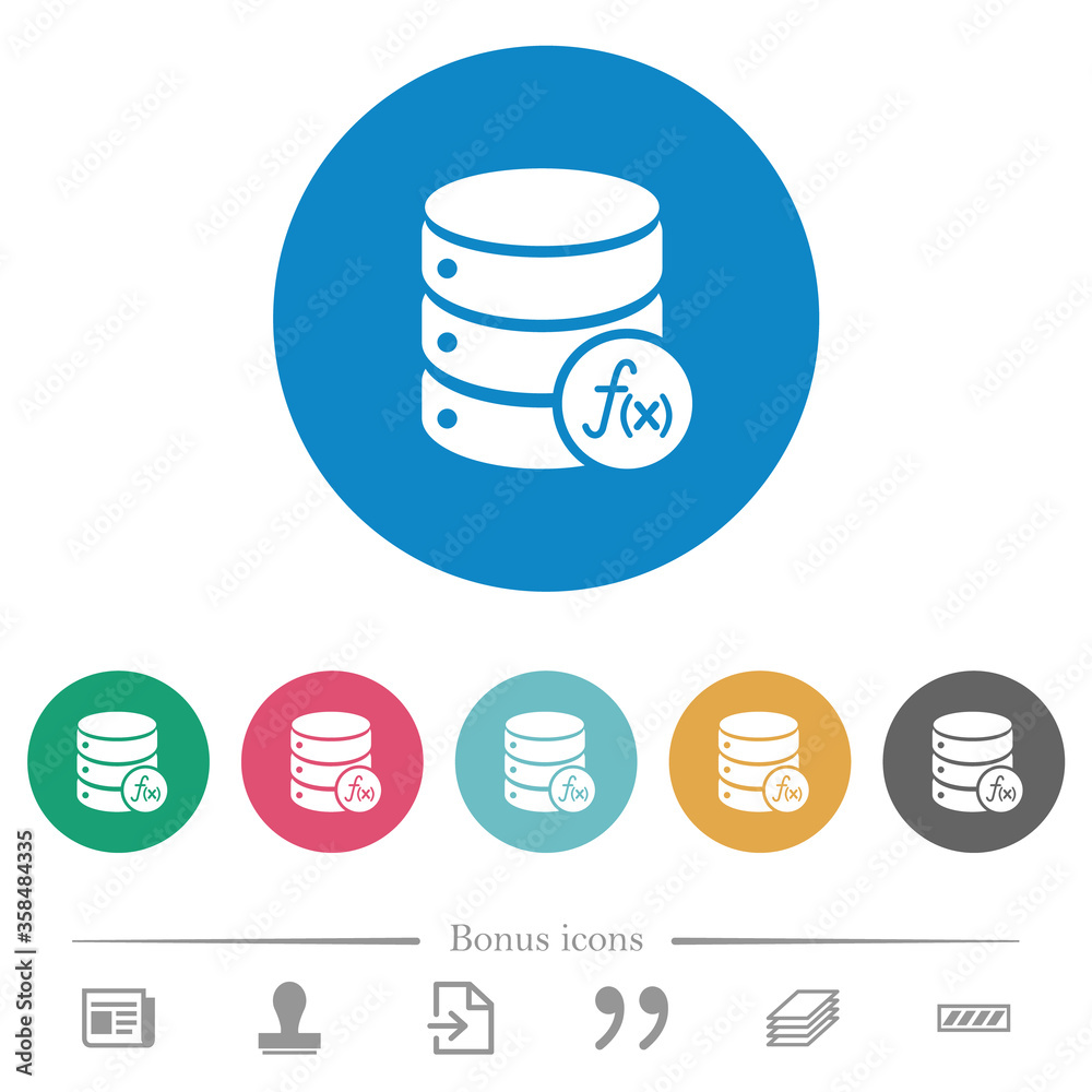 Database functions flat round icons Database functions flat round icons