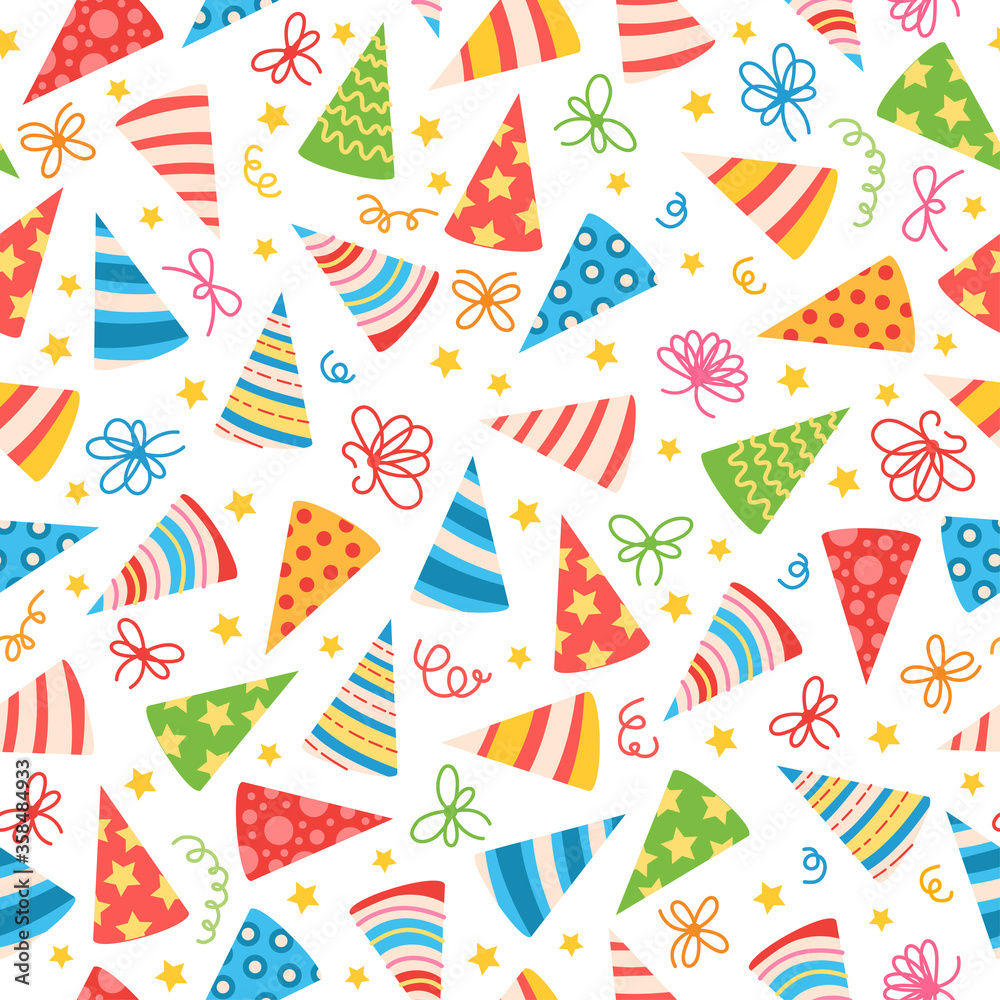 Pattern with birthday caps. For birthday party Pattern with birthday caps. For birthday party