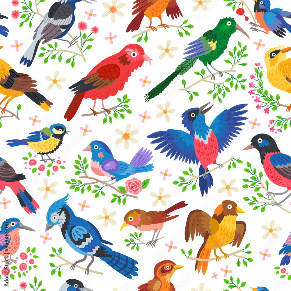Seamless forest bird pattern background for kids Seamless forest bird pattern background for kids