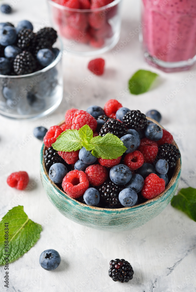 Fresh wild berries in bowl Fresh wild berries in bowl