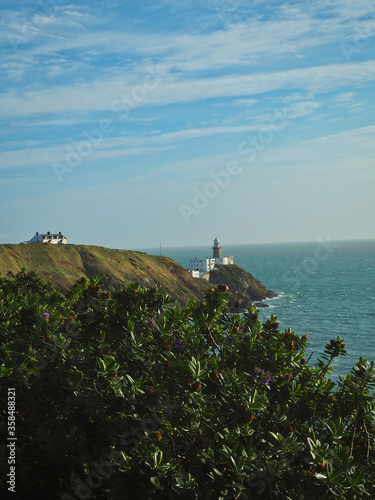 Photography Baily lighthouse in Ireland near Dublin, peninsula sea
