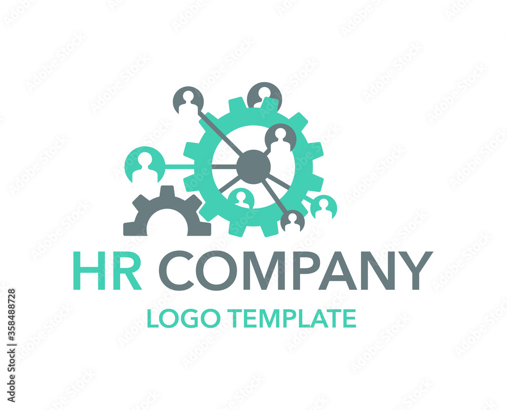 Human resources (HR) or team work (working solutions) logo template