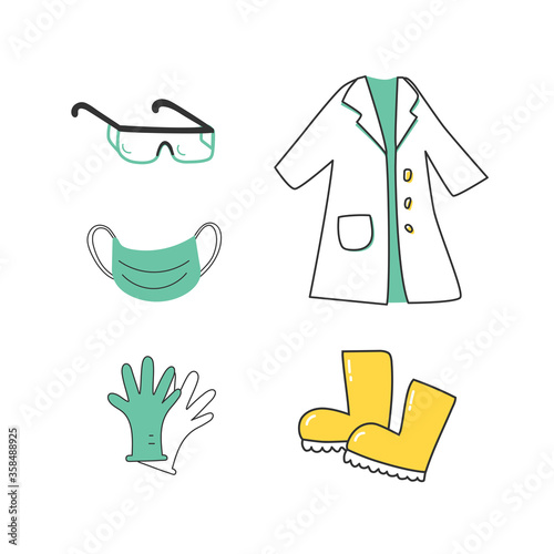 A set of protective clothing for medical workers  for laboratories  experiments  research.
