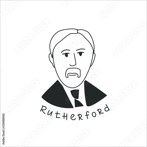  Linear portrait of the scientist Rutherford.