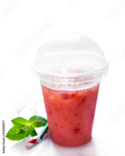 Refreshing summer drink with strawberry