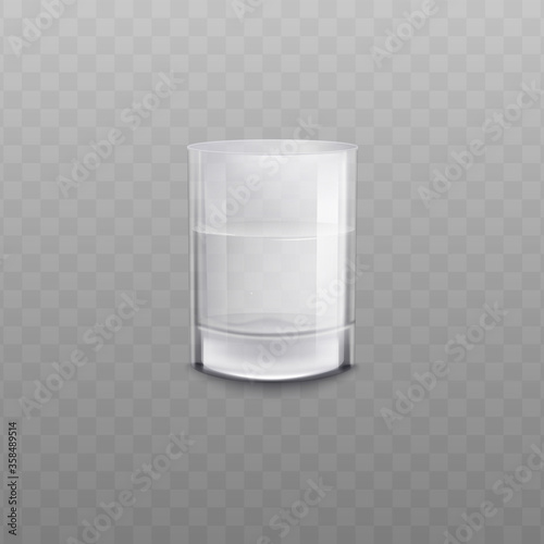Realistic glass of water isolated on transparent background.