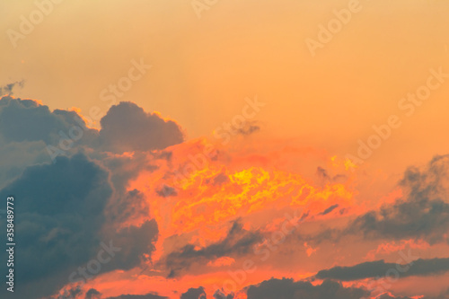 Beautiful orange sunset sky. Natural background