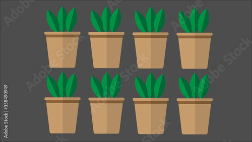 Illustration of flat design ofbpotted with plants inside. Graphic  design