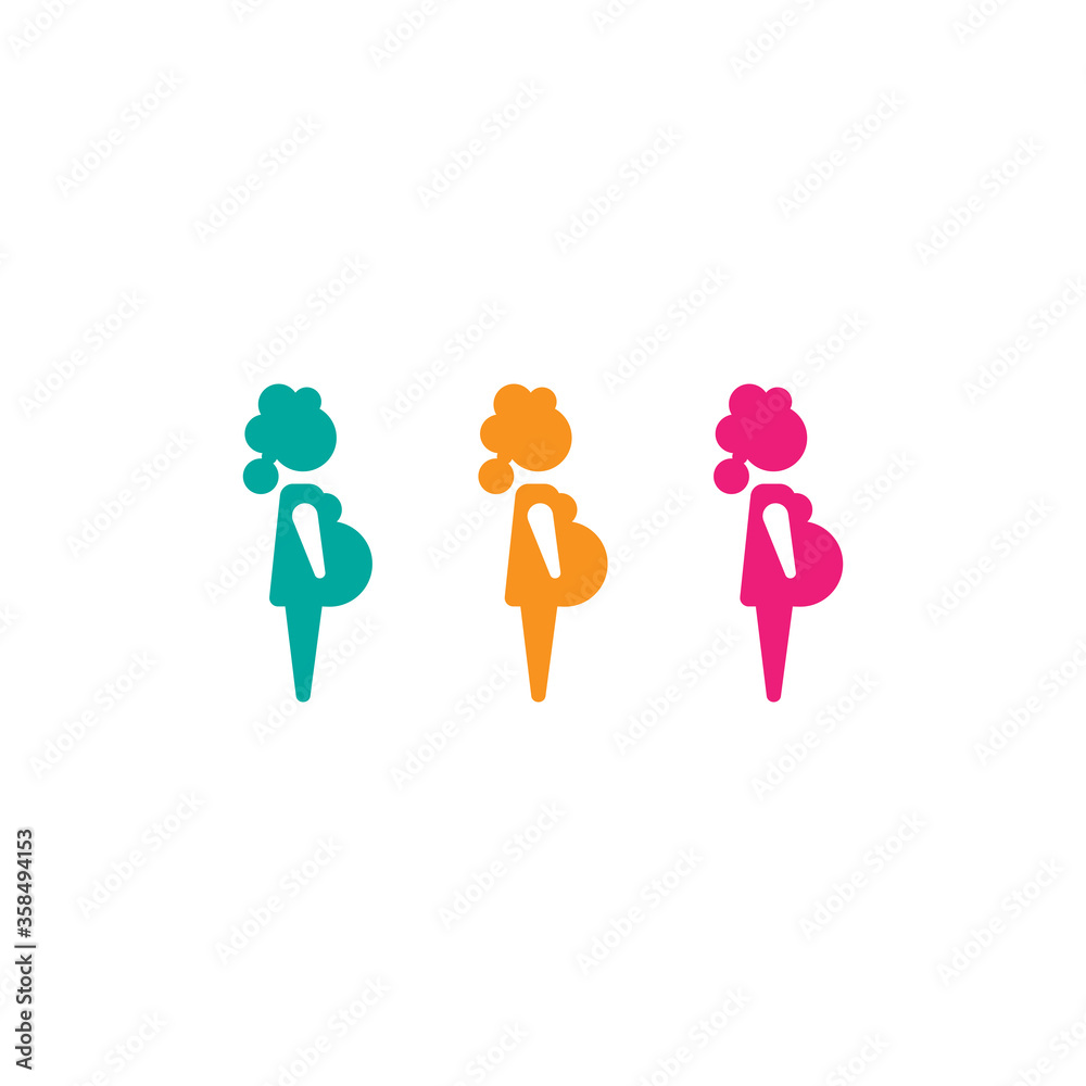 Colorful silhouettes of pregnant woman in dress. Lady set. Isolated on white. Colorful silhouettes of pregnant woman in dress. Lady set. Isolated on white.