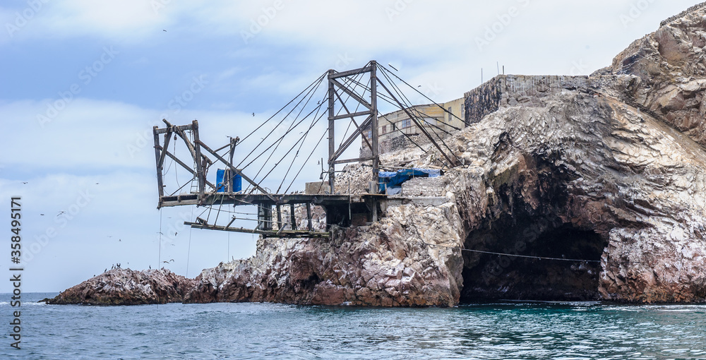 It's Wooden construction on the rocks of the Ballestas Islands