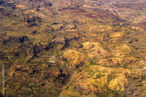 It's Aerial view of the mountains of Peru