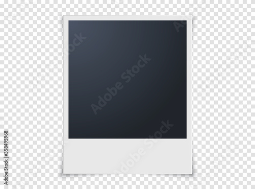 Photo frame isolated on transparent background. Realistic vector illustration