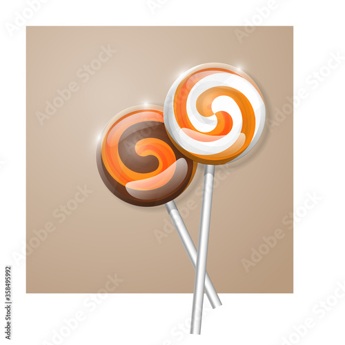 Caramel. Candy. Lollipop. Butterscotch. Toffee. Sweets. illustration.