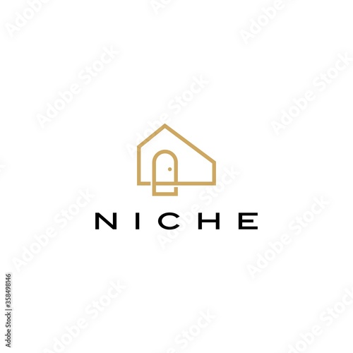 niche door window shape logo vector icon illustration
