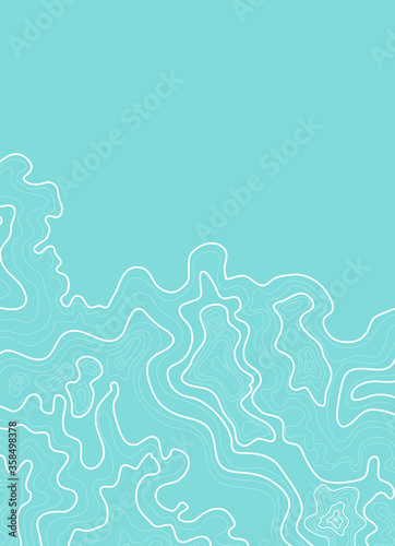topographic map abstract height lines isolated on a turquoise background vector