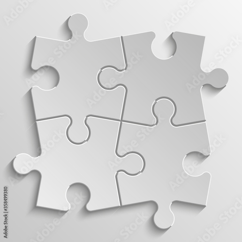 Four sided 3d puzzle presentation infographic template with explanatory text field for business statistics