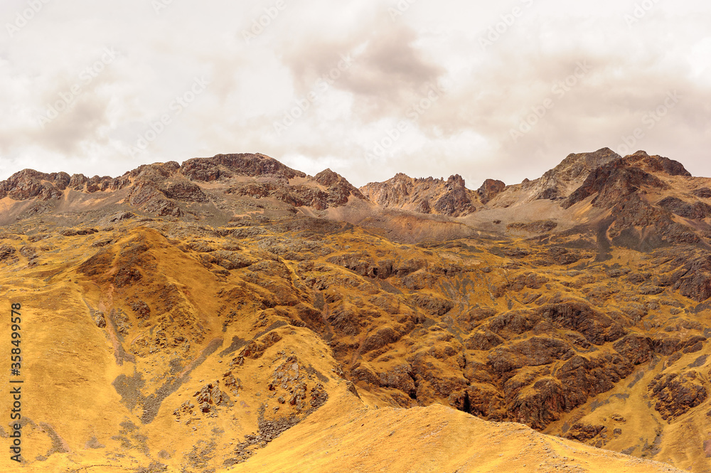 Naklejka premium Landscape of the Andes of Peru, the longest continental mountain range in the world.