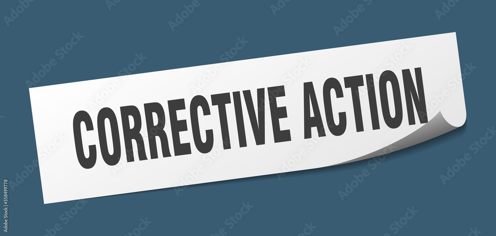 corrective action sticker. corrective action square isolated sign. corrective action label