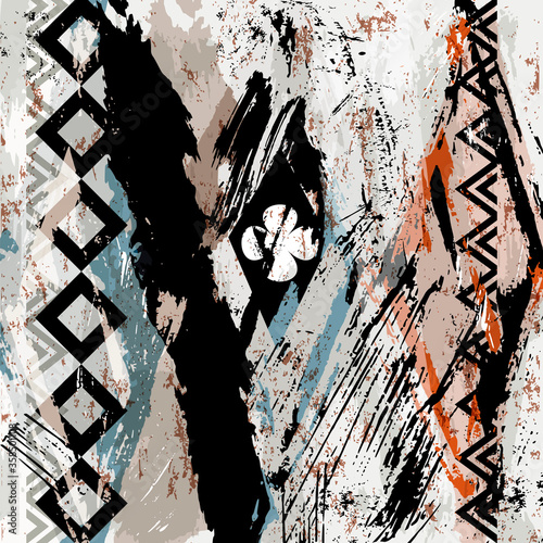 abstract background composition, with strokes, splashes and geometric lines