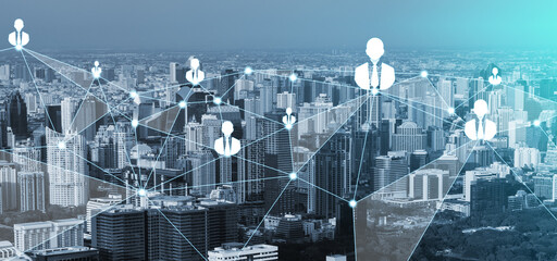 People network and global creative communication concept.