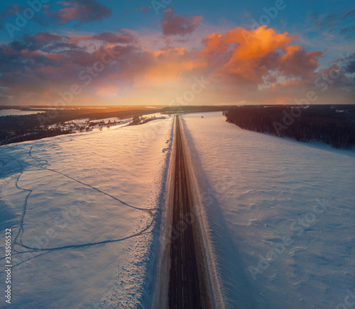 Aerial view of a road with ...