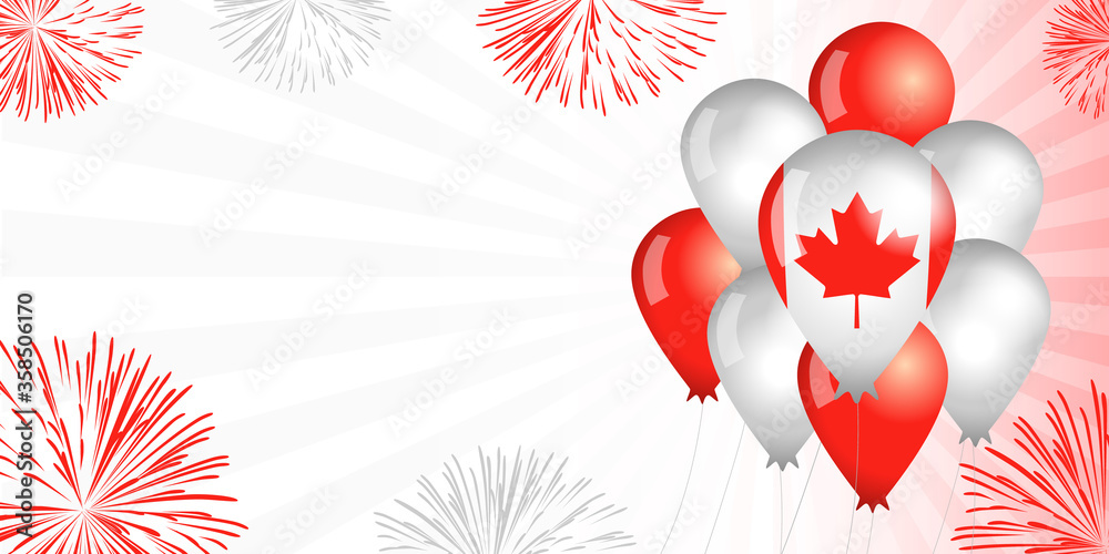 begaan spion twintig Canada Day balloons & flag background. Special offer sale from 1st of July,  Happy Canada Day, weekend discount. Vector Illustration for independence  day banner Stock Vector | Adobe Stock