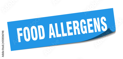 food allergens sticker. food allergens square isolated sign. food allergens label